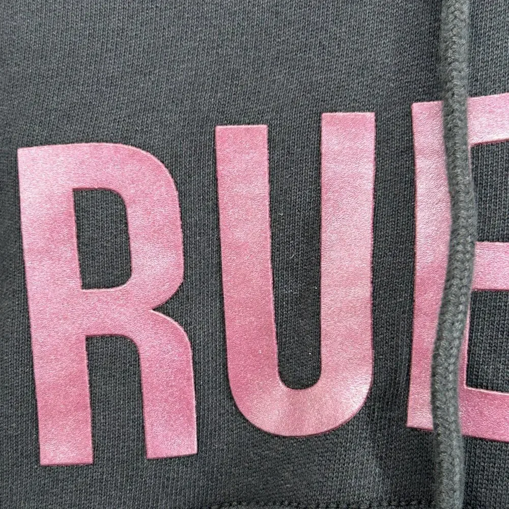 TRUE RELIGION Hoodie Mens XL World Tour Colorblock Pullover Terry Black Gray